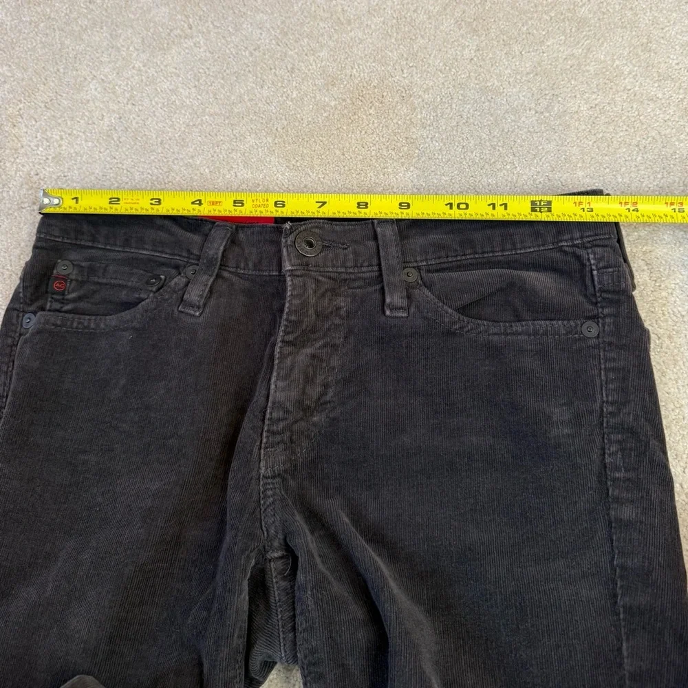 AG Adriano Goldschmied Black Charcoal Velvet Corduroy Straight Leg Pants Size 25 - Picture 14 of 16